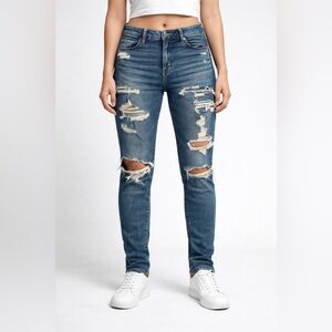 American Eagle Outfitters Ripped Blue Skinny Jeans